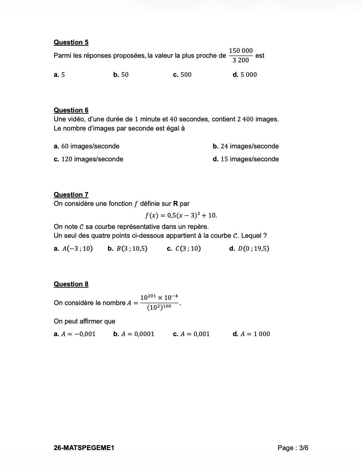 Epreuve de spé maths page 3.