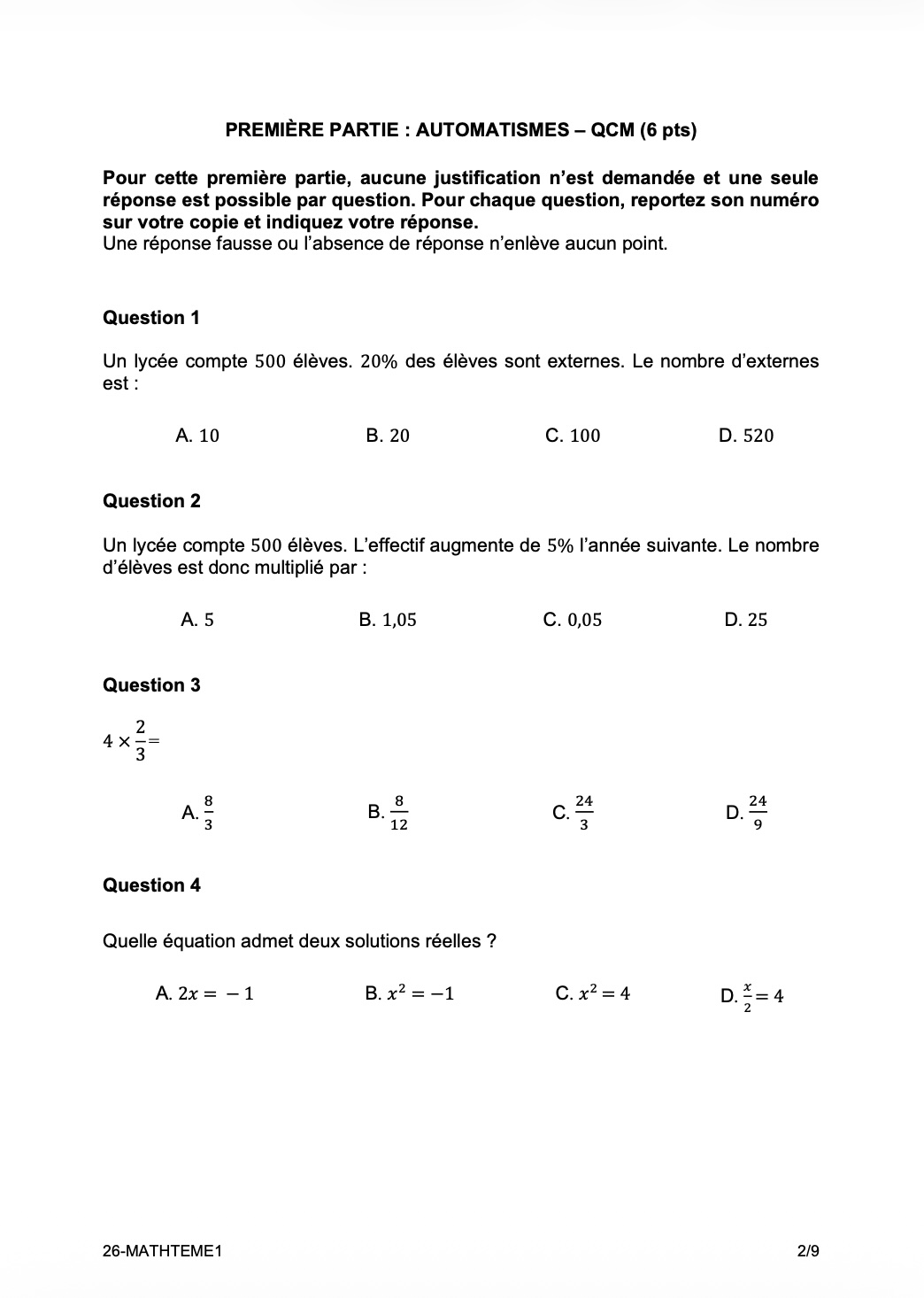 Epreuve de maths bac techno page 2