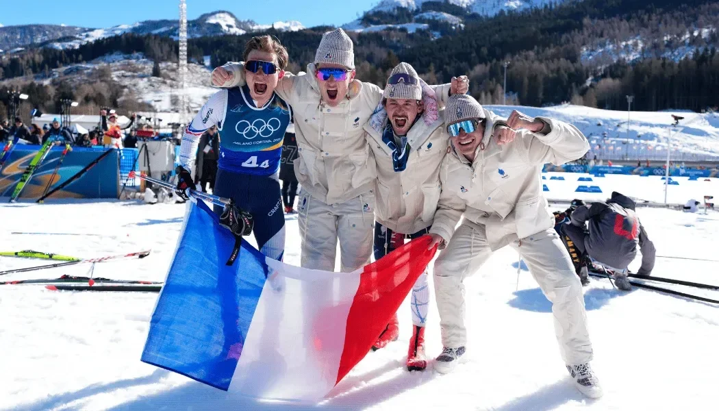 L'équipe de France de ski de fond est arrivée à la deuxième place lors du relais.