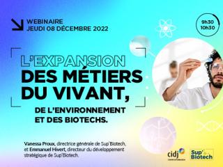 Webinaire L’expansion des métiers du vivant Le Jeudi 8 décembre 2022